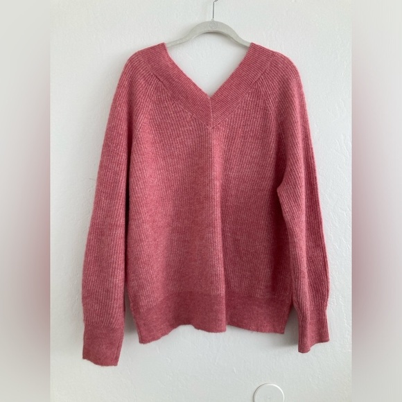 Pink Wool Blend Knit Sweater V Neck Oversized Boxy by Primark Cares Size Large - Picture 7 of 12